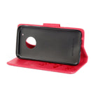 For Motorola Moto G5 Plus Pressed Flowers Butterfly Pattern Horizontal Flip Leather Case with Holder & Card Slots & Wallet(Red)