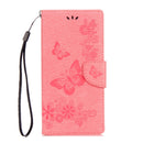 For Sony Xperia XA1 Pressed Flowers Butterfly Pattern Horizontal Flip Leather Case with Holder & Card Slots & Wallet(Pink)