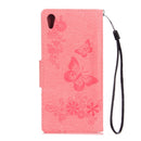 For Sony Xperia XA1 Pressed Flowers Butterfly Pattern Horizontal Flip Leather Case with Holder & Card Slots & Wallet(Pink)