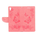For Sony Xperia XA1 Pressed Flowers Butterfly Pattern Horizontal Flip Leather Case with Holder & Card Slots & Wallet(Pink)