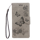 For Sony Xperia XA1 Pressed Flowers Butterfly Pattern Horizontal Flip Leather Case with Holder & Card Slots & Wallet(Grey)