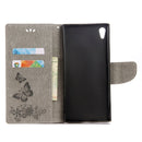 For Sony Xperia XA1 Pressed Flowers Butterfly Pattern Horizontal Flip Leather Case with Holder & Card Slots & Wallet(Grey)