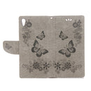 For Sony Xperia XA1 Pressed Flowers Butterfly Pattern Horizontal Flip Leather Case with Holder & Card Slots & Wallet(Grey)