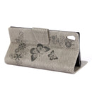 For Sony Xperia XA1 Pressed Flowers Butterfly Pattern Horizontal Flip Leather Case with Holder & Card Slots & Wallet(Grey)