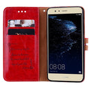 For Huawei P10 Lite Business Style Oil Wax Texture Horizontal Flip Leather Case with Holder & Card Slots & Wallet (Red)