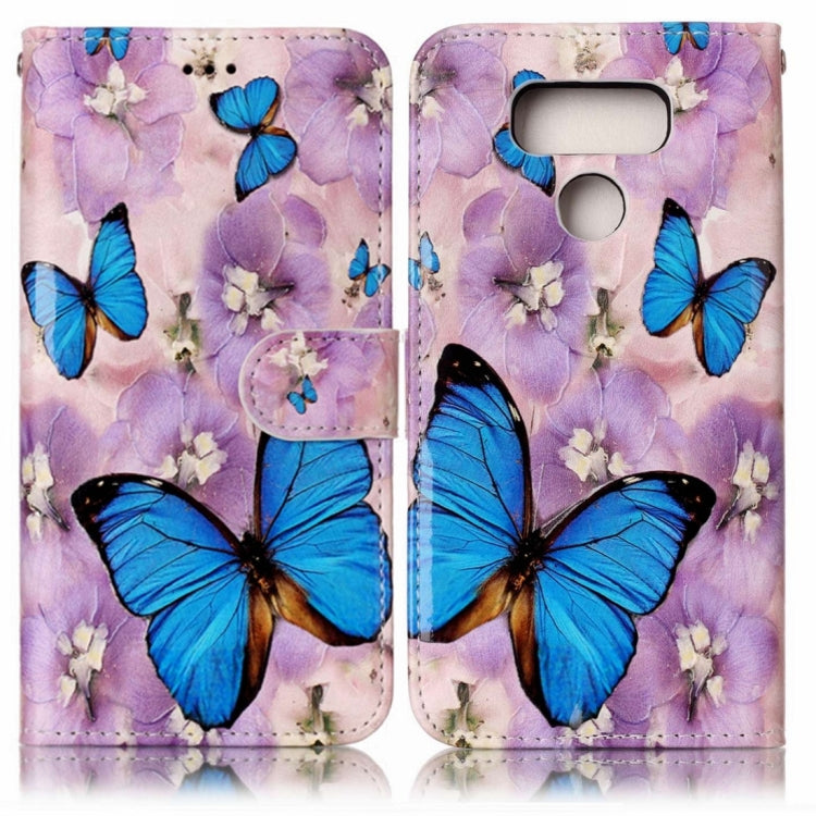 For LG G6 Gloss Oil Embossed Purple Butterfly Horizontal Flip Leather Case with Holder & Card Slots & Wallet & Photo Frame