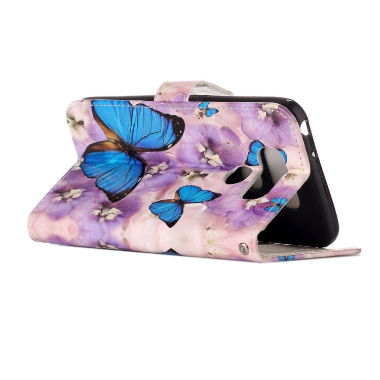 For LG G6 Gloss Oil Embossed Purple Butterfly Horizontal Flip Leather Case with Holder & Card Slots & Wallet & Photo Frame