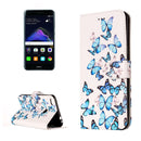 For Huawei P8 Lite (2017) Little Blue Butterfly Pattern Horizontal Flip Leather Protective Case with Holder & Card Slots & Wallet