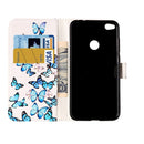 For Huawei P8 Lite (2017) Little Blue Butterfly Pattern Horizontal Flip Leather Protective Case with Holder & Card Slots & Wallet