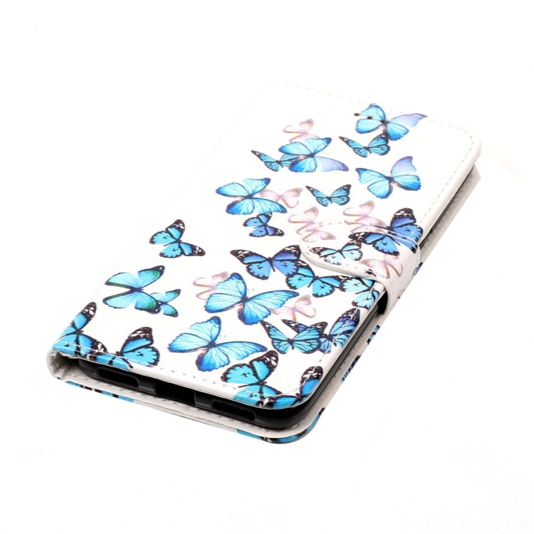 For Huawei P8 Lite (2017) Little Blue Butterfly Pattern Horizontal Flip Leather Protective Case with Holder & Card Slots & Wallet