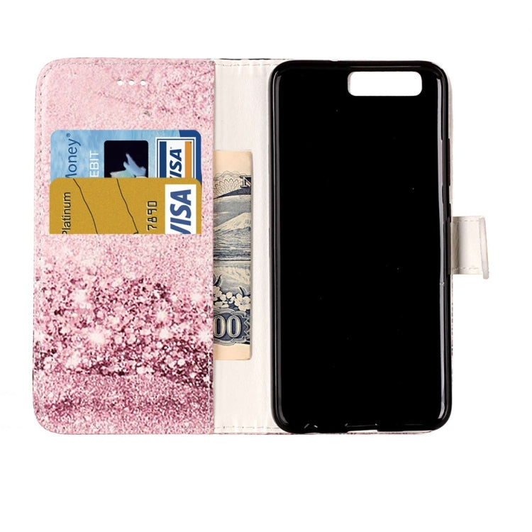For Huawei P10 Rose Gold Pattern Horizontal Flip Leather Protective Case with Holder & Card Slots & Wallet