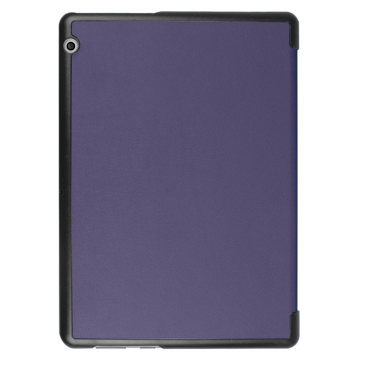 For Huawei MediaPad T3 10 Custer Texture Horizontal Flip Leather Case with Three-folding Holder(Dark Blue)