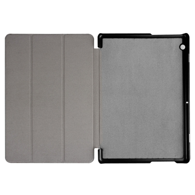 For Huawei MediaPad T3 10 Custer Texture Horizontal Flip Leather Case with Three-folding Holder(Dark Blue)