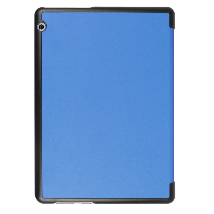 For Huawei MediaPad T3 10 Custer Texture Horizontal Flip Leather Case with Three-folding Holder(Blue)