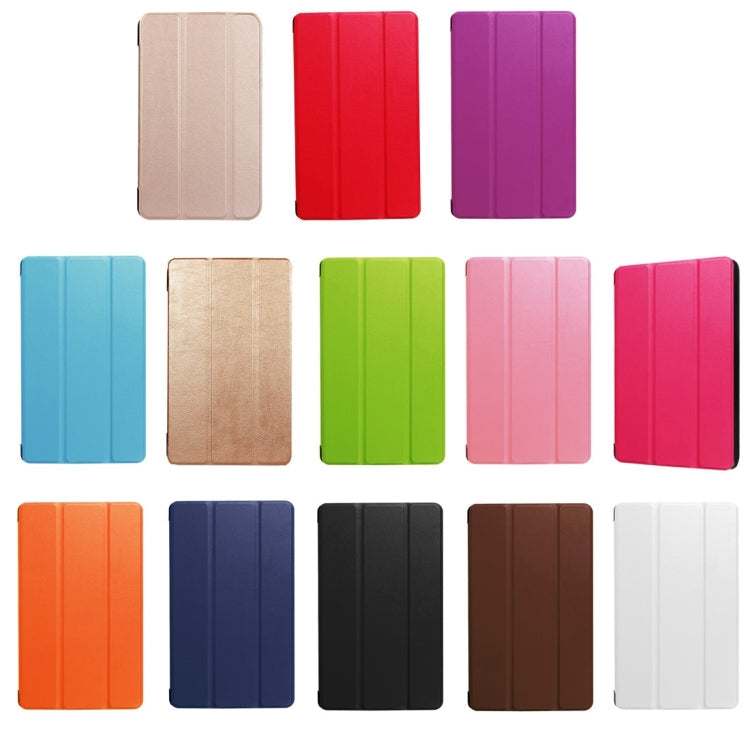 For Huawei MediaPad T3 10 Custer Texture Horizontal Flip Leather Case with Three-folding Holder(Blue)