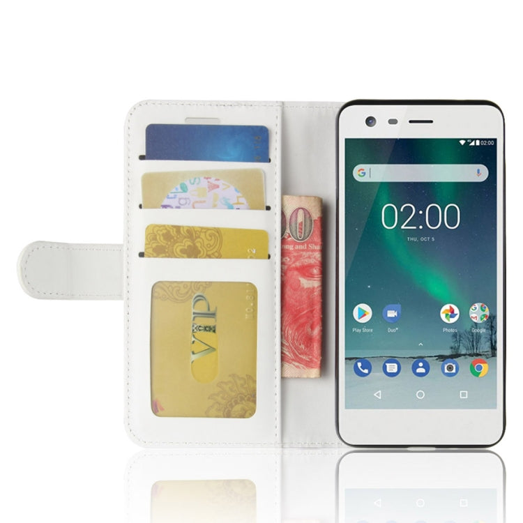 For Nokia 2 Crazy Horse Texture Horizontal Flip Leather Case with Holder & Card Slots & Wallet (White)