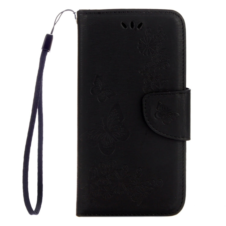 For Huawei P8 Lite (2017) Butterflies Embossing Horizontal Flip Leather Case with Holder & Card Slots & Wallet & Lanyard (Black)