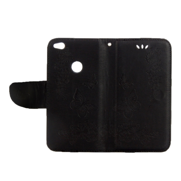 For Huawei P8 Lite (2017) Butterflies Embossing Horizontal Flip Leather Case with Holder & Card Slots & Wallet & Lanyard (Black)