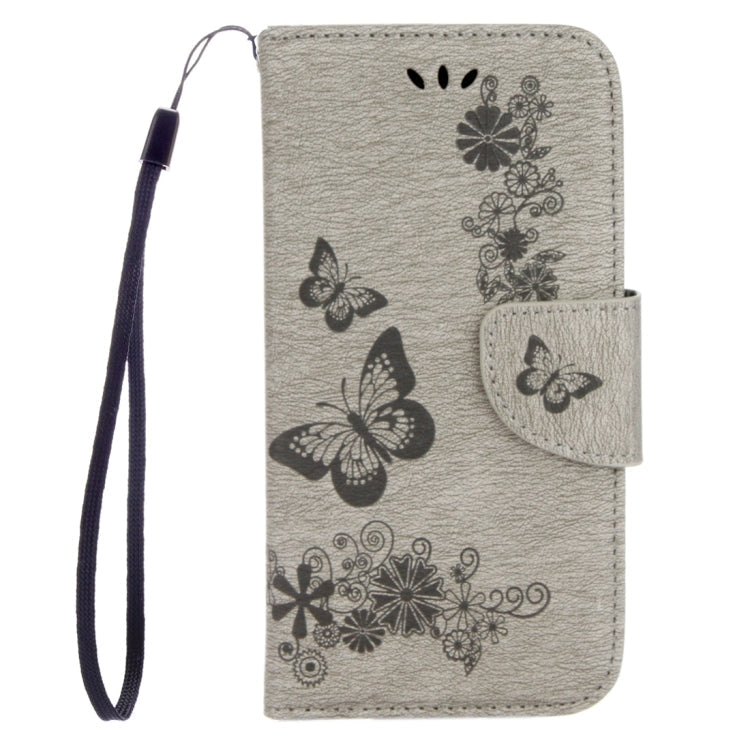 For Huawei P8 Lite (2017) Butterflies Embossing Horizontal Flip Leather Case with Holder & Card Slots & Wallet & Lanyard (Grey)