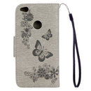 For Huawei P8 Lite (2017) Butterflies Embossing Horizontal Flip Leather Case with Holder & Card Slots & Wallet & Lanyard (Grey)