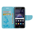 For Huawei P8 Lite (2017) Butterflies Embossing Horizontal Flip Leather Case with Holder & Card Slots & Wallet & Lanyard (Blue)