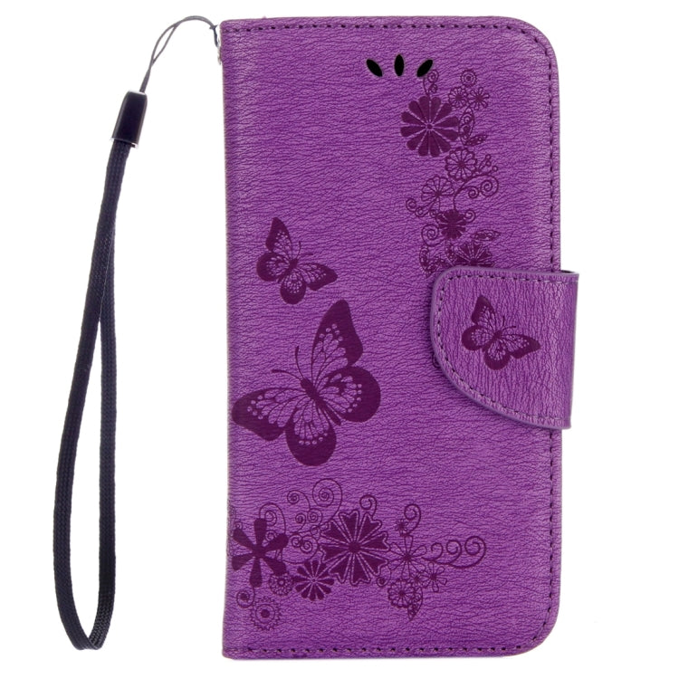 For Huawei P8 Lite (2017) Butterflies Embossing Horizontal Flip Leather Case with Holder & Card Slots & Wallet & Lanyard (Purple)