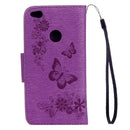 For Huawei P8 Lite (2017) Butterflies Embossing Horizontal Flip Leather Case with Holder & Card Slots & Wallet & Lanyard (Purple)