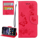 For Huawei P8 Lite (2017) Butterflies Embossing Horizontal Flip Leather Case with Holder & Card Slots & Wallet & Lanyard (Red)