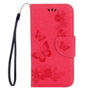 For Huawei P8 Lite (2017) Butterflies Embossing Horizontal Flip Leather Case with Holder & Card Slots & Wallet & Lanyard (Red)
