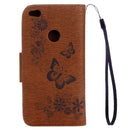 For Huawei P8 Lite (2017) Butterflies Embossing Horizontal Flip Leather Case with Holder & Card Slots & Wallet & Lanyard (Brown)