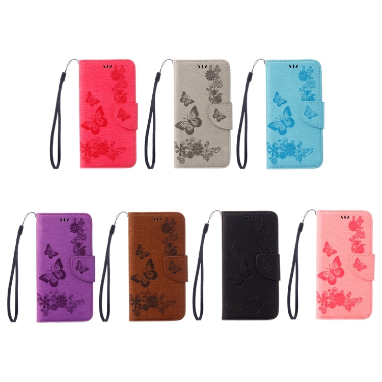 For Huawei P8 Lite (2017) Butterflies Embossing Horizontal Flip Leather Case with Holder & Card Slots & Wallet & Lanyard (Black)
