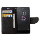For Sony Xperia E5 Butterflies Embossing Horizontal Flip Leather Case with Holder & Card Slots & Wallet & Lanyard(Black)