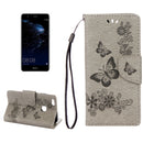 For Huawei P10 Lite Butterflies Embossing Horizontal Flip Leather Case with Holder & Card Slots & Wallet & Lanyard (Grey)