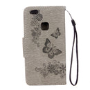 For Huawei P10 Lite Butterflies Embossing Horizontal Flip Leather Case with Holder & Card Slots & Wallet & Lanyard (Grey)