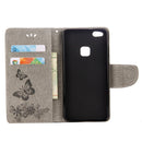 For Huawei P10 Lite Butterflies Embossing Horizontal Flip Leather Case with Holder & Card Slots & Wallet & Lanyard (Grey)