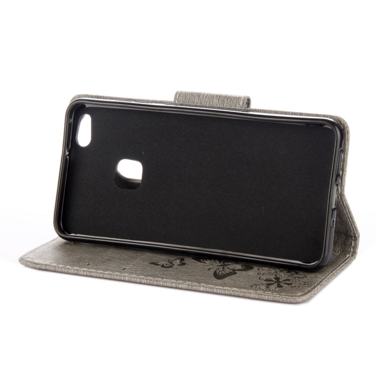 For Huawei P10 Lite Butterflies Embossing Horizontal Flip Leather Case with Holder & Card Slots & Wallet & Lanyard (Grey)