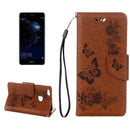 For Huawei P10 Lite Butterflies Embossing Horizontal Flip Leather Case with Holder & Card Slots & Wallet & Lanyard (Brown)