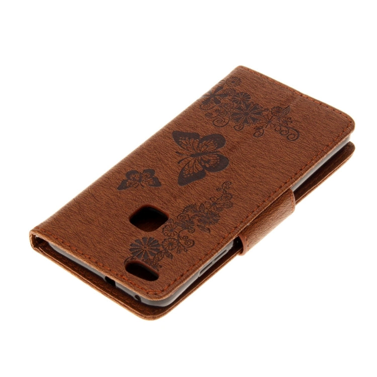 For Huawei P10 Lite Butterflies Embossing Horizontal Flip Leather Case with Holder & Card Slots & Wallet & Lanyard (Brown)