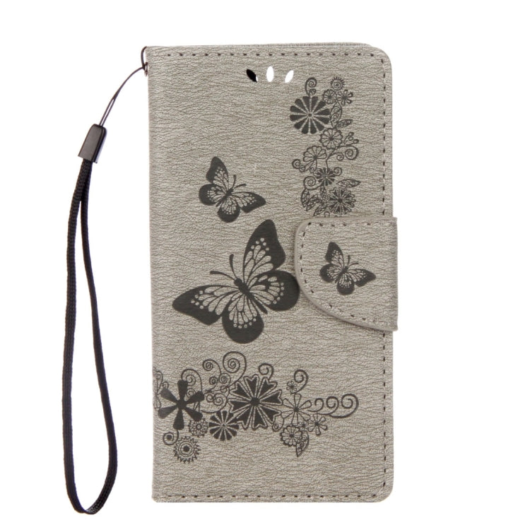 For Huawei P10 Plus Butterflies Embossing Horizontal Flip Leather Case with Holder & Card Slots & Wallet & Lanyard(Grey)