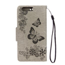 For Huawei P10 Plus Butterflies Embossing Horizontal Flip Leather Case with Holder & Card Slots & Wallet & Lanyard(Grey)