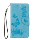 For Huawei P10 Plus Butterflies Embossing Horizontal Flip Leather Case with Holder & Card Slots & Wallet & Lanyard(Blue)