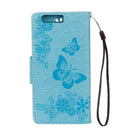 For Huawei P10 Plus Butterflies Embossing Horizontal Flip Leather Case with Holder & Card Slots & Wallet & Lanyard(Blue)