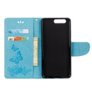 For Huawei P10 Plus Butterflies Embossing Horizontal Flip Leather Case with Holder & Card Slots & Wallet & Lanyard(Blue)