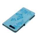 For Huawei P10 Plus Butterflies Embossing Horizontal Flip Leather Case with Holder & Card Slots & Wallet & Lanyard(Blue)