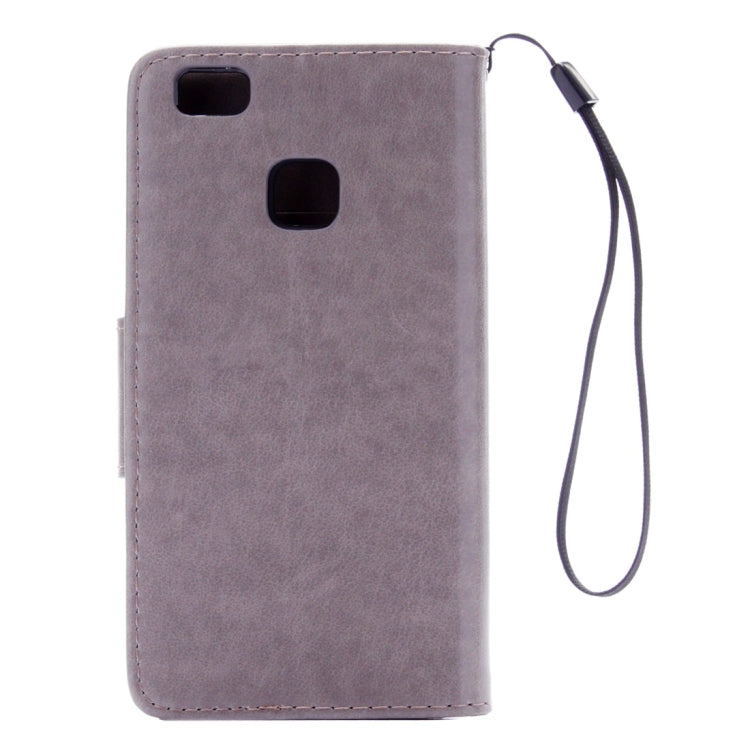 For Huawei P9 Lite Butterflies Embossing Horizontal Flip Leather Case with Holder & Card Slots & Wallet & Lanyard(Grey)