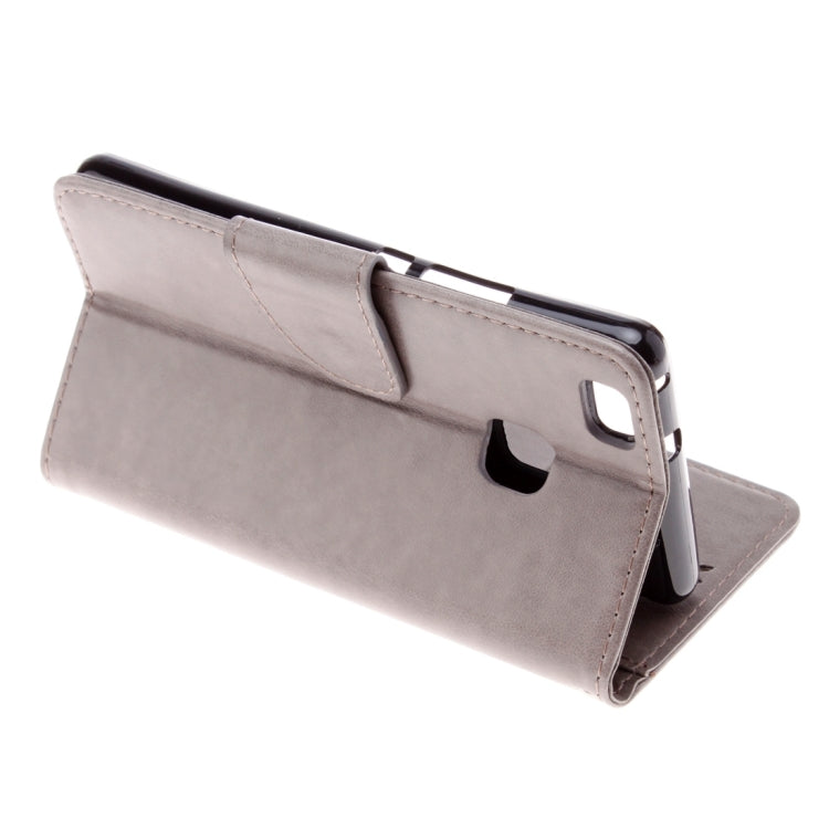 For Huawei P9 Lite Butterflies Embossing Horizontal Flip Leather Case with Holder & Card Slots & Wallet & Lanyard(Grey)