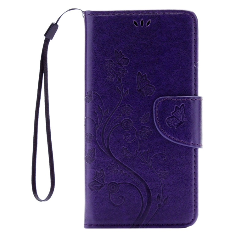 For Huawei P9 Lite Butterflies Embossing Horizontal Flip Leather Case with Holder & Card Slots & Wallet & Lanyard(Purple)
