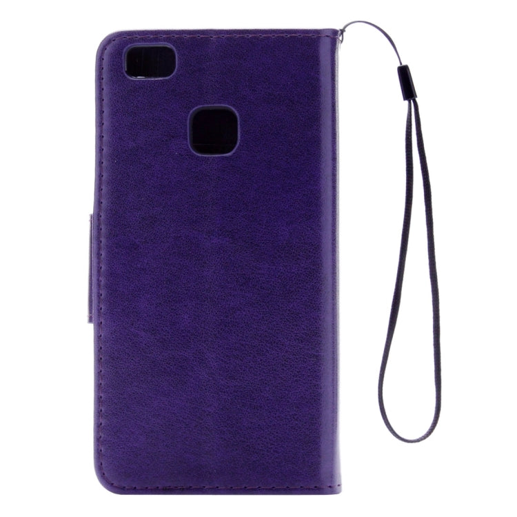 For Huawei P9 Lite Butterflies Embossing Horizontal Flip Leather Case with Holder & Card Slots & Wallet & Lanyard(Purple)