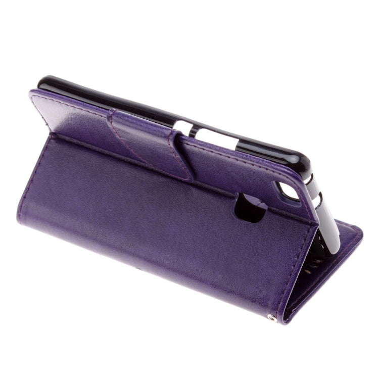 For Huawei P9 Lite Butterflies Embossing Horizontal Flip Leather Case with Holder & Card Slots & Wallet & Lanyard(Purple)