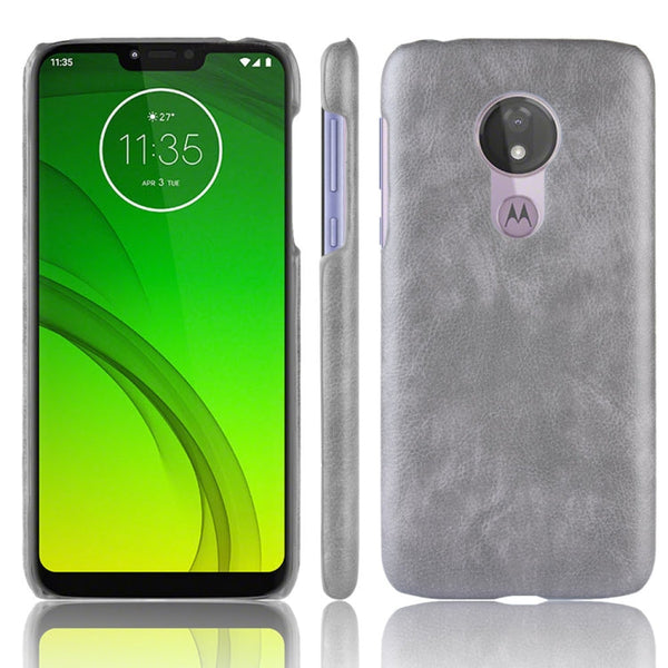 Shockproof Litchi Texture PC + PU Case for Motorola Moto G7 Power (Grey)